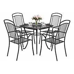 Садові меблі з металу Venezia Square 4+1 Black / Grey