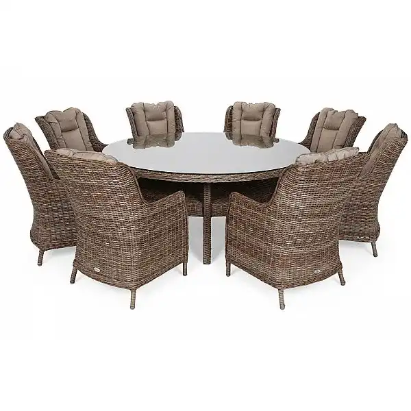 Садовая мебель из техноротанга Bristol Round Elegant 180 см Джинджер/Коричневый Меланж 8+1