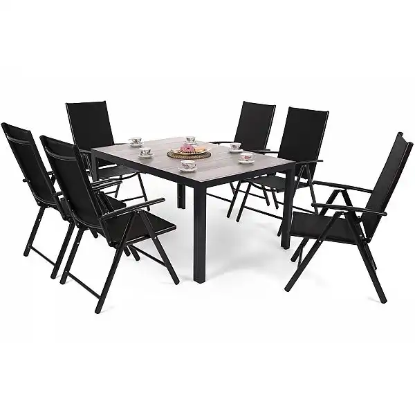 Алюмінієві садові меблі Capri 145 см Black / Light Grey Ibiza Basic Black / Black 6+1