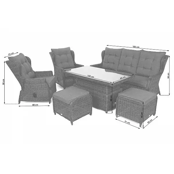 Садові меблі з техноротангу Memphis Grey / Grey Melange