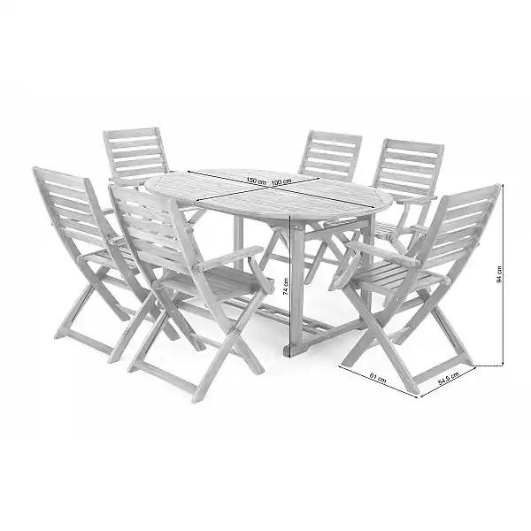 Дерев'яні садові меблі Akacja Oval Cross 150+50см 6+1