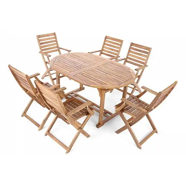 Дерев'яні садові меблі Akacja Oval Cross 150+50см 6+1