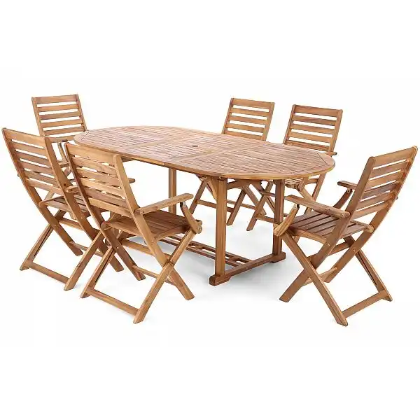 Дерев'яні садові меблі Akacja Oval Cross 150+50см 6+1