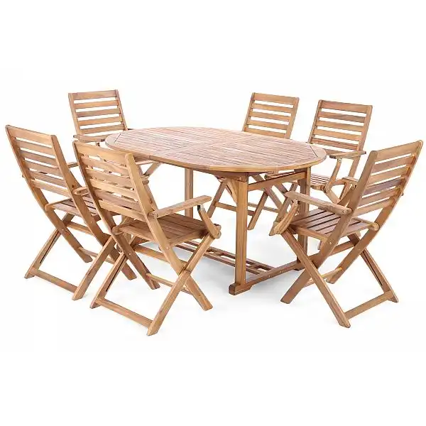 Дерев'яні садові меблі Akacja Oval Cross 150+50см 6+1