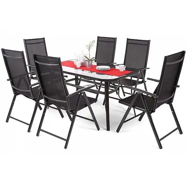 Алюмінієві садові меблі Ibiza 150 см Basic Black / Black 6+1