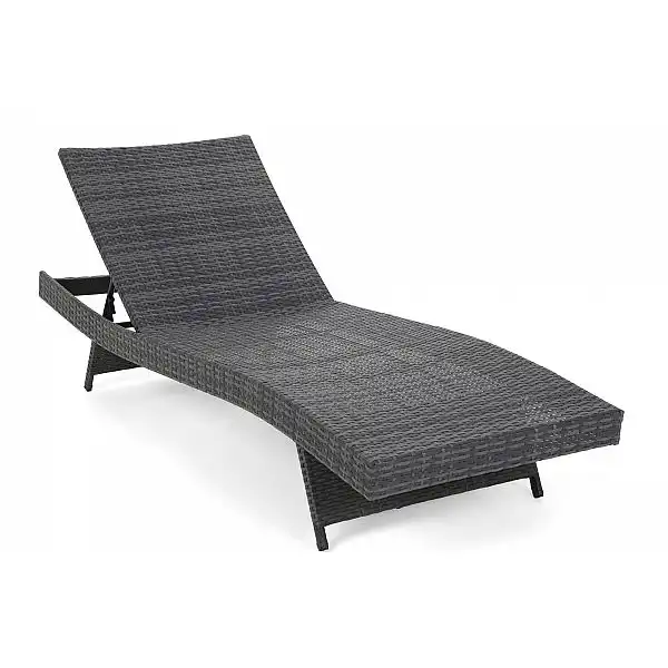Садовий шезлонг з подушкою з техноратангу Bora Bora Grey / Grey Melange