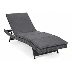 Садовий шезлонг з подушкою з техноратангу Bora Bora Grey / Grey Melange