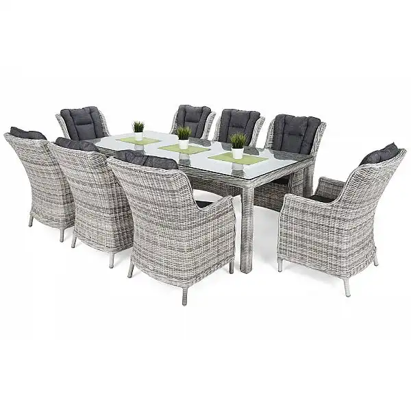 Садові меблі з техноротангу Bristol 230 см Light Grey / Grey Melange 8+1