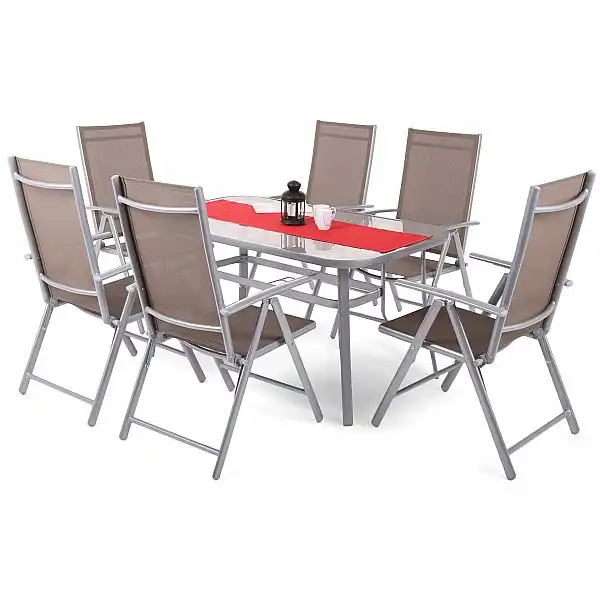 Алюмінієві садові меблі Ibiza 150 см Basic Silver / Taupe 6+1