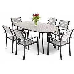 Алюмінієві садові меблі Lorenzo Black / Grey 6+1