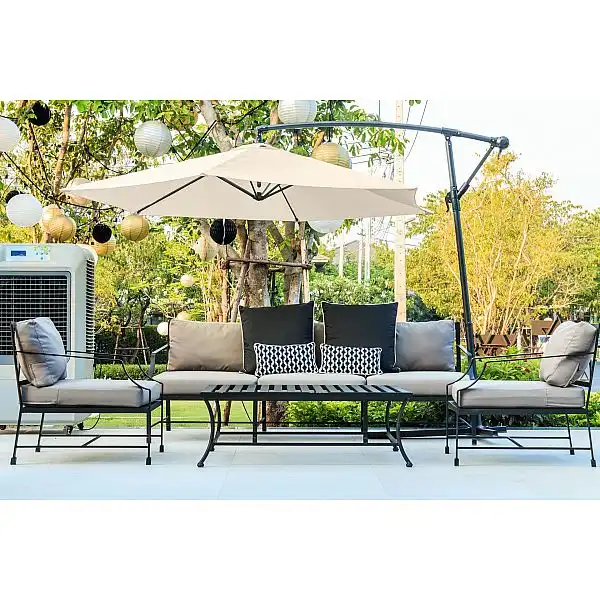 Садова парасолька Malabo 300 см сірого/екру кольору з основою