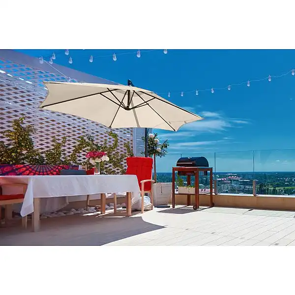 Садова парасолька Malabo 300 см сірого/екру кольору з основою