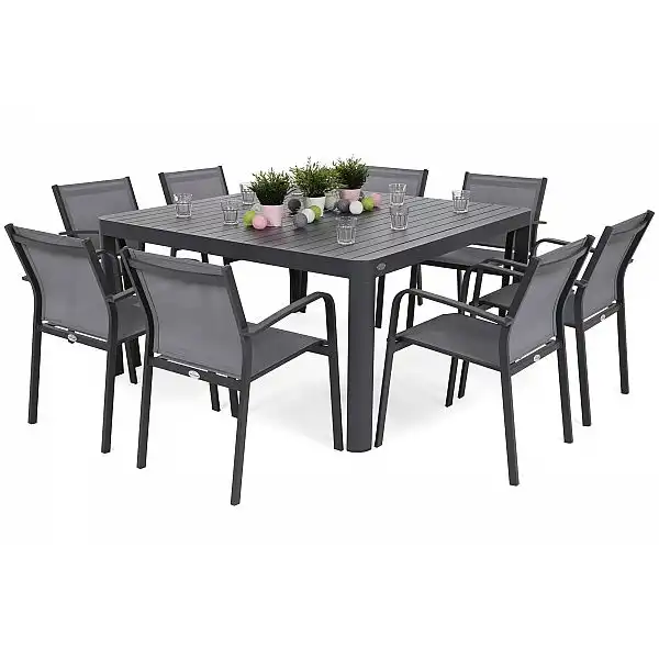 Алюмінієві садові меблі Katania Square Grey / Window Grey 8+1