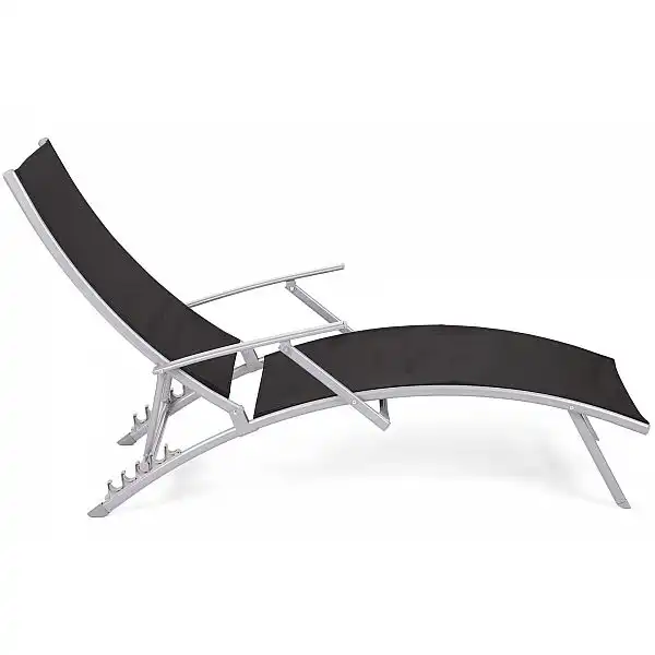 Садовий шезлонг Summer Silver/Black зі столиком Ventura