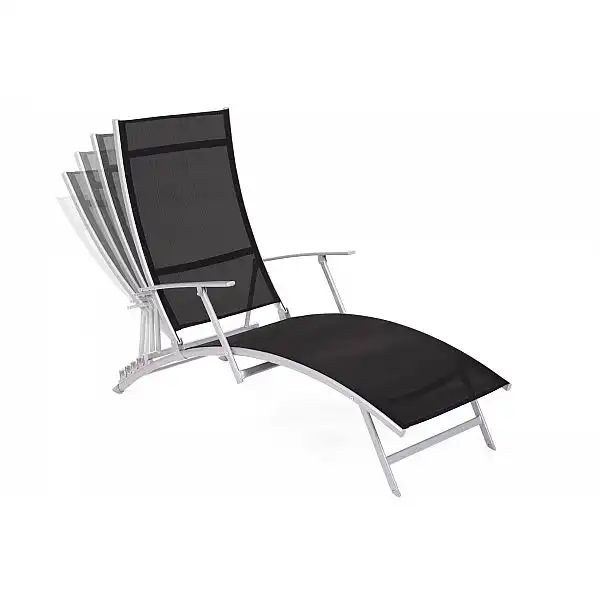Садовий шезлонг Summer Silver/Black зі столиком Ventura