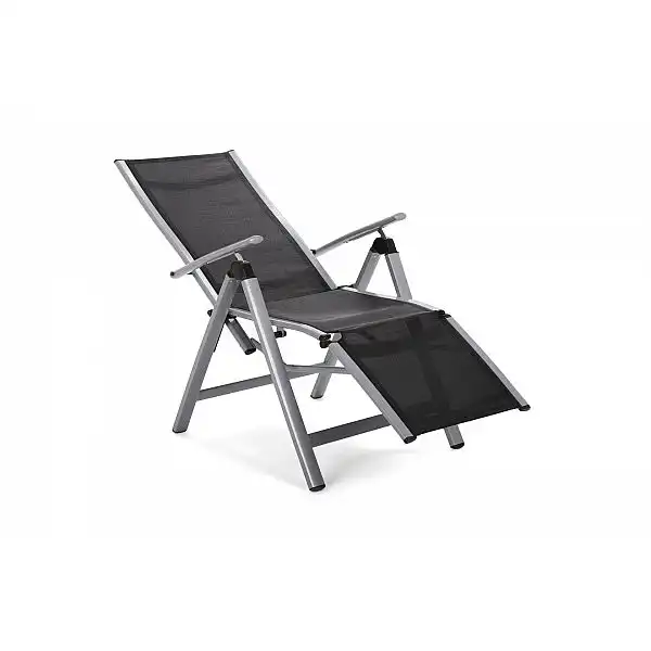 Садовий стілець Ibiza Relax сріблясто-чорного кольору з алюмінію