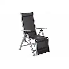 Садовий стілець Ibiza Relax сріблясто-чорного кольору з алюмінію