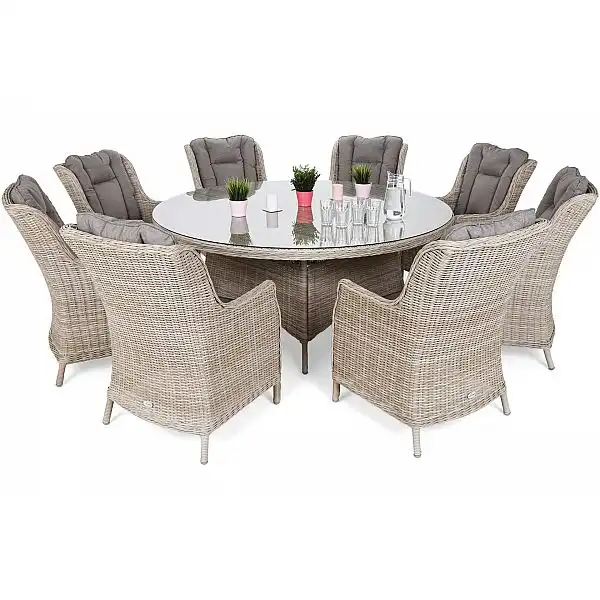 Садові меблі з техноротангу Bristol Round 180 см Beige / Beige Melange 8+1