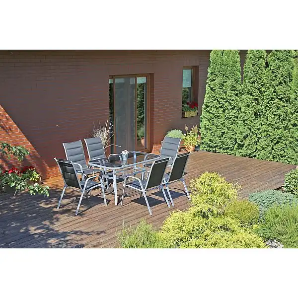 Алюмінієві садові меблі Toscana Alu Silver / Black 6+1