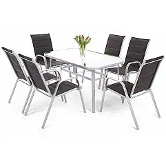 Алюмінієві садові меблі Toscana Alu Silver / Black 6+1