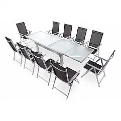 Алюмінієві садові меблі Orlando Basic Silver / Black 10+1