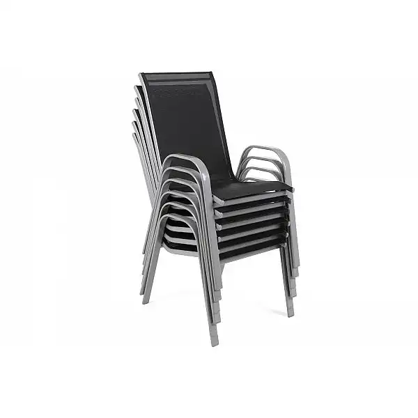 Металеві садові меблі Sevilla 150 см Silver / Black 6+1