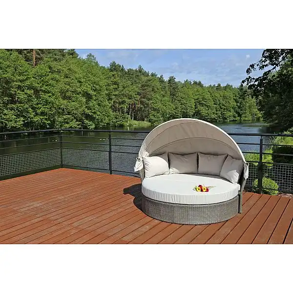 Килимок Sydney Brown / Садовий диван Brown Melange з балдахіном