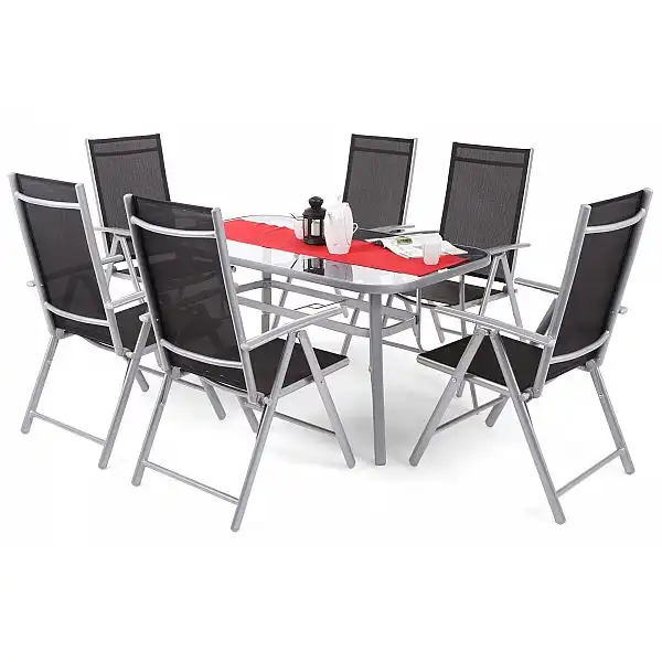 Алюмінієві садові меблі Ibiza 150 см Basic Silver / Black 6+1
