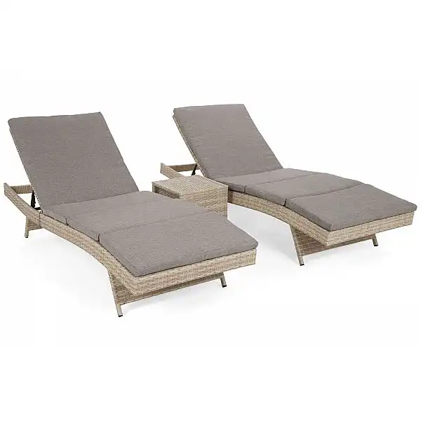 Набір садових шезлонгів Bora Bora Beige / Beige Melange з техноротанга зі столиком