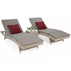 Набір садових шезлонгів Bora Bora Beige / Beige Melange з техноротанга зі столик..