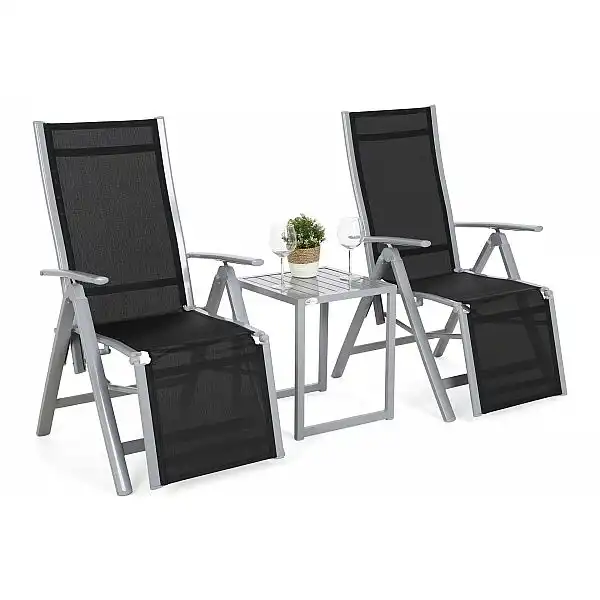 Набір садових стільців Ibiza Relax Silver / Black зі столиком Cuba Silver