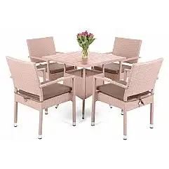 Меблі Doris Square Elegant Beige 4+1 з техноратанга з подушками