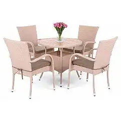 Меблі з техноротангу Mori Round Elegant Beige 4+1