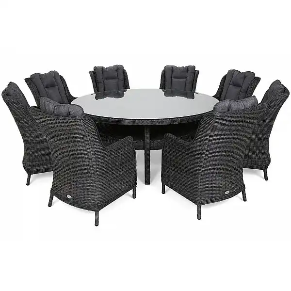 Садовая мебель из техноротанга Bristol Round Elegant 180 cm Grey / Grey Melange 8+1
