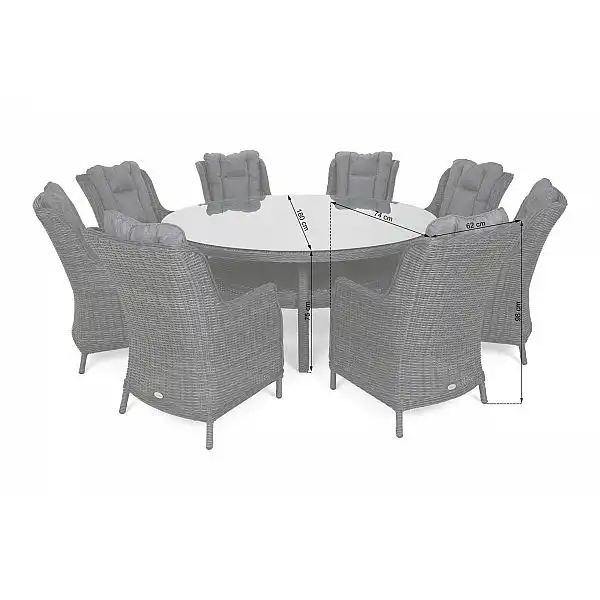 Садовая мебель из техноротанга Bristol Round Elegant 180 cm Grey / Grey Melange 8+1