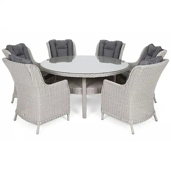 Садові меблі з техноратангу Bristol Round Elegant 150 см White / Grey 6+1