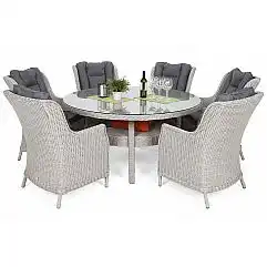Садові меблі з техноратангу Bristol Round Elegant 150 см White / Grey 6+1