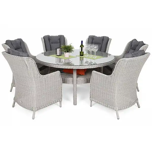 Садові меблі з техноратангу Bristol Round Elegant 150 см White / Grey 6+1
