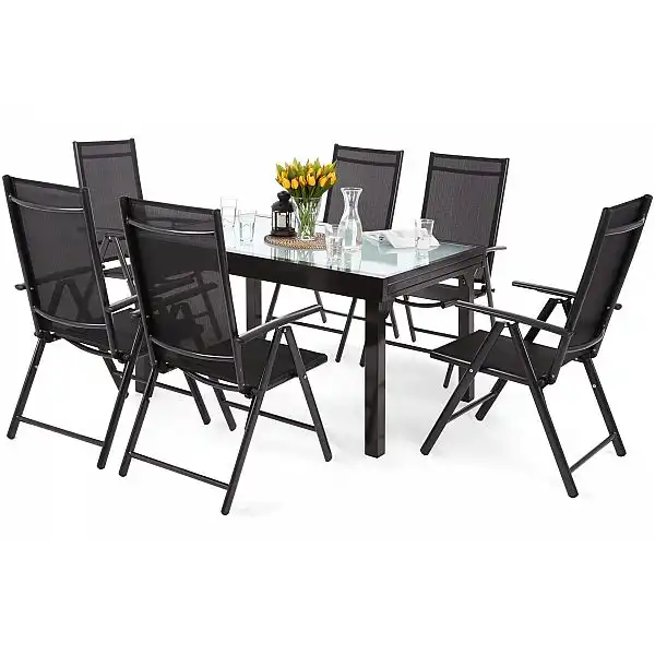 Алюмінієві садові меблі Orlando Basic Black / Black 6+1