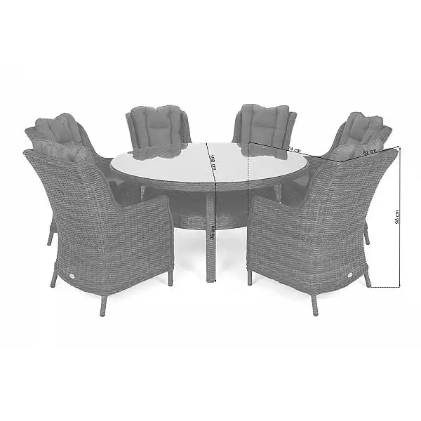 Садові меблі з технораттанга Bristol Round Elegant 150 см Light Gray / Grey Melange 6+1 виставка