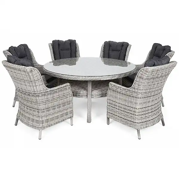 Садові меблі з технораттанга Bristol Round Elegant 150 см Light Gray / Grey Melange 6+1 виставка