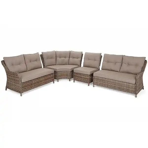 Кутові садові меблі з техноротангу Windsor Brown Mat / Brown Melange