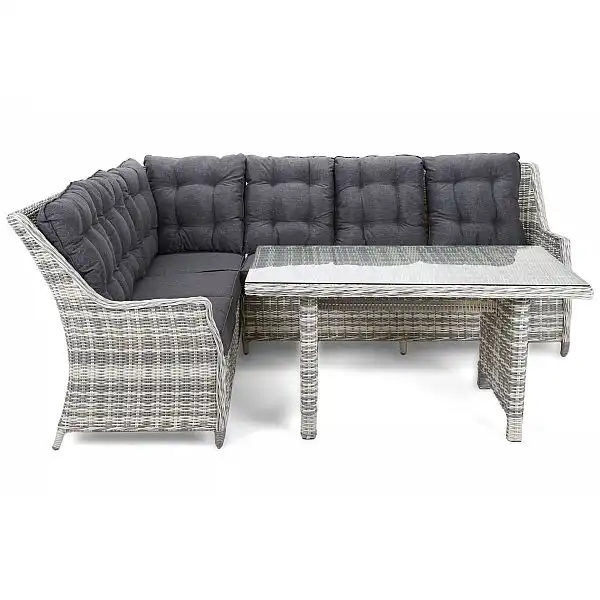 Лівий кутовий диван з техноротангу Alicante Light Grey / Grey Melange