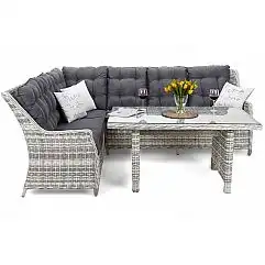 Лівий кутовий диван з техноротангу Alicante Light Grey / Grey Melange