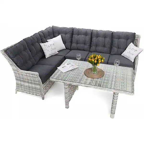 Лівий кутовий диван з техноротангу Alicante Light Grey / Grey Melange