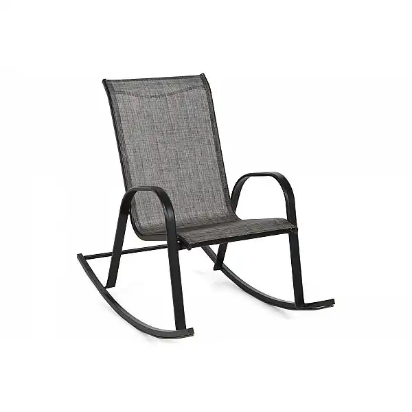 Металеві садові меблі Sevilla 150 см Black / Black 6+1 з кріслом Sevilla Black / Grey Melange