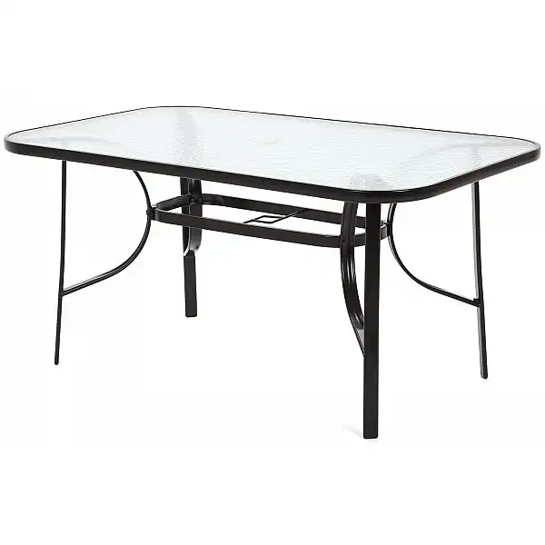 Металеві садові меблі Sevilla 150 см Black / Black 6+1 з кріслом Sevilla Black / Grey Melange