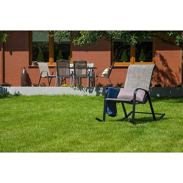 Металеві садові меблі Sevilla 150 см Black / Black 6+1 з кріслом Sevilla Black / Grey Melange