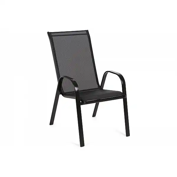 Металеві садові меблі Sevilla 150 см Black / Black 6+1 з кріслом Sevilla Black / Grey Melange