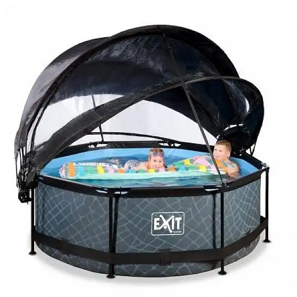 Басейн з куполом EXIT і тентом камінь 244 х 76 см